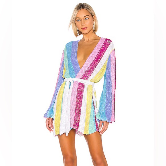 Retrofete Dresses & Skirts - Rétrofete Unicorn Striped Sequin Wrap Dress